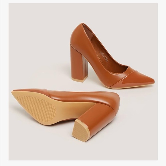 Hingswink Brown Chunky Heel Pumps Pointed Toe 4” Office Heels Size 7 (38) - Picture 8 of 8